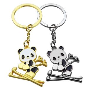 Mignon snowboard Panda porte-clés en plein air Camping randonnée enfants cadeau Ski snowboarder cheval porte-clés Couple pendentif bijoux