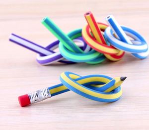 Lindo papelería colorido mágico Bendy Flexible suave lápiz con borrador estudiante escuela Oficina suministros GC715