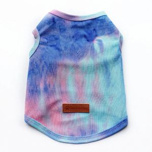 Vêtements pour chiens d'été mignons chiot tshirt coréen petit chat moyen gilets de refroidissement de chat caricaturé des vêtements d'animaux de compagnie multicolores races de vêtements de sport 240415