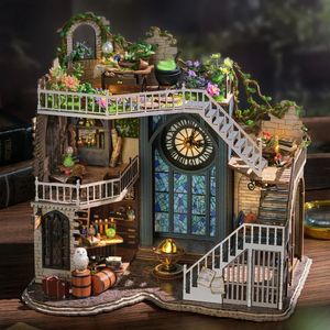 CUTEBEE Kit de maison de poupée miniature bricolage maison de poupée en bois Roombox atelier magique jardin avec lumière pour filles adultes cadeaux de Noël 240202