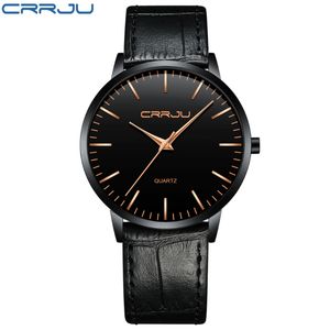 cwp montres de luxe pour hommes CRRJU hommes Ultra mince étanche Sport montre-bracelet à Quartz mâle mince bracelet en cuir cadeau horloge reloj hombre