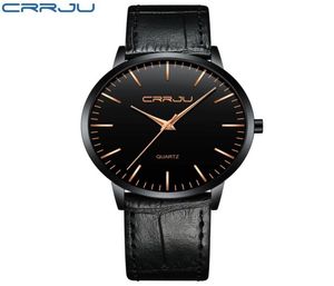 CWP2021 Luxury Mens Watches Crrju Men Ultra Thin Imperproof Sport Quartz Wristwatch Male Slim Leather Strap Gift Cadeer RELOJ HABR9724254