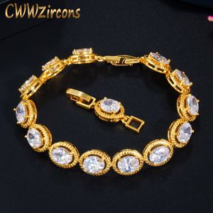 CWWZircons brillo indio amarillo oro Color redondo Cubic Zirconia mujeres fiesta pulsera joyería de moda para novias de boda CB214