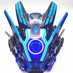 Masque CyberPunk M-Fermoir Night City Festival Blue Man Cosplay Stage Propriété SCI-FI LED Lampe Halloween Party Cadeaux pour adolescents 240307