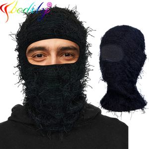 Gorras de ciclismo Máscaras Pasamontañas Distressed Knitted Full Face Ski Mask Shiesty Mask Camuflaje Pasamontañas Knit Fuzzy Pasamontañas Pasamontañas de esquí 230727