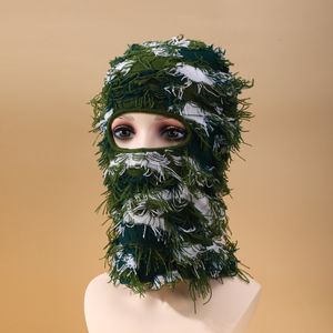Fietsmutsen Maskers Bivakmuts Distressed Knit Full Face Ski Mask Winter Winddichte nekwarmer voor heren Dames One Size Fits All 230621