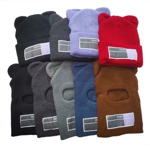 Casquettes de cyclisme Masques Couverture complète Masque de ski Chapeau avec oreille de souris Balaclava Chapeaux tricotés Coupe-vent Skullies Bonnets Bonnet Hiver Chaud Unisexe Casquettes T220928