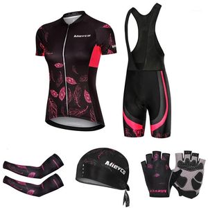 Vêtements de cyclisme Jersey à manches courtes 2021 Pro Team Summer Road MTB Bike Bib Shorts Set Vêtements Femmes Cycle Wear1