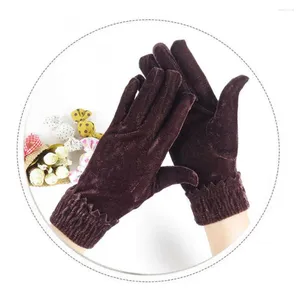 Gants de cyclisme 1 paire étiquette courte sexy en velours doré sexy sport sports conduisant dame chaude mittens velor