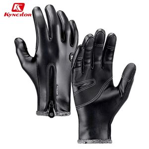 Gants de cyclisme Kyncilor hiver gants en cuir chauds écran tactile gants de cyclisme coupe-vent gants de vélo hommes femmes résistant à l'usure gants de moto 231109