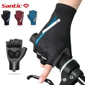 Gants de cyclisme Santic gants de cyclisme pour hommes en maille respirante demi-doigt gants de vélo de route coussinets antichoc mitaines de Sport de vélo taille asiatique 231109