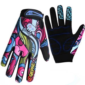 Guantes de ciclismo Venta al por mayor Imprimir Bicicleta Bicicleta Deportes Dedo completo Senderismo Malla GEL Invierno Mujeres T221019