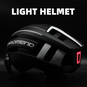 Casques de vélo PROMEND Casque de vélo Lumière LED Rechargeable Intégralement moulé Mountain Road Bike Sport Safe Hat For Man 230607