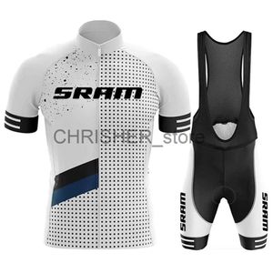 Conjuntos de camisetas de ciclismo 2023 SRAM Pro Conjunto de camisetas de ciclismo Summer Racing Ropa de bicicleta de manga corta Conjunto de pantalones cortos con correa transpirable Maillot Ciclismo Hombre x0727