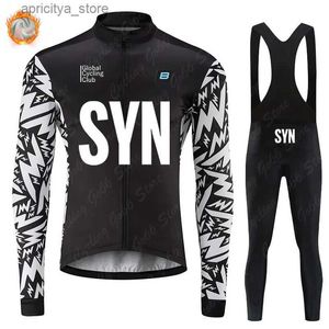 Ensembles de maillots cyclistes 2024 Nouveaux vêtements de cyclisme d'hiver Biehr Shirt Outdoor Long Seve Jersey Mtb Bicyc Jacket Thermal Fece Cycling Set L48