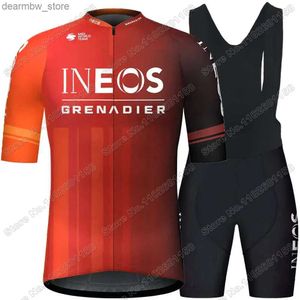 Jersey de cyclisme établit 2024 Team Ineos Grenadier Cycling Jersey Set Summer Cyling Clothing Men Kit Road Bike Shirt Suit Bicyc Bib Shorts Mtb Maillot L48