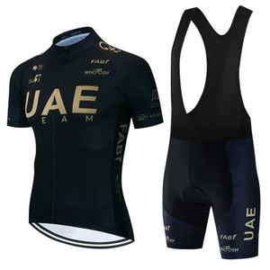 Cyclisme Jersey Ensembles Vêtements UAE Hommes Costume Vélo De Route Uniforme Bib Vtt Homme Vêtements Veste Pantalon Court Homme Cycle Printemps Été 2023 230522