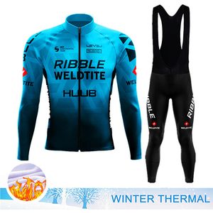 Conjuntos de Jersey de ciclismo HUUB Team Winter Thermal Fleece Ropa para hombre Traje al aire libre Cálido Montar en bicicleta Ropa MTB Long Bib Pants Set 230130