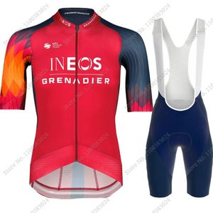 Jersey à vélo ensembles Ineos Grenadier Team Set Mens Red Orange Clothing Bike Shirts Suit Bicycle Bib Shorts Mtb Wear Maillot Ropa 230801