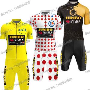 Conjuntos de Jersey de ciclismo Jumbo Visma Francia TDF Conjunto de ropa para hombre Verano Camisa de bicicleta de carretera Traje MTB Bicicleta Bib Shorts 230706