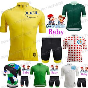 Conjuntos de camisetas de ciclismo Niños Francia Tour Equipo Ciclismo Jersey TDF Conjunto Niños Niñas Amarillo Verde Lunar Ropa de ciclismo Niños Traje de bicicleta Maillot 231109