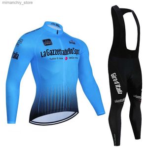 Ciclismo Jersey Sets Tour de Italia Equipo Breathab Long Seve Hombres Ciclismo Jersey Set MTB Bike Ropa Otoño Bicyc Ropa Maillot Ropa Ciclismo Q231107