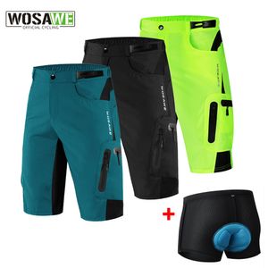 Cycling Shorts WOSAWE Men Padded Baggy Reflective MTB Mountain Bike Bicycle Riding Trousers Water Resistant Loose Fit 230717