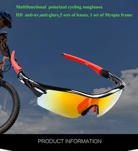 Lunettes de soleil de cyclisme Hommes et femmes lunettes de soleil de sport en plein air usine en gros lunettes de soleil à l'épreuve du vent tout-terrain 5 ensembles de lentilles