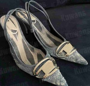 D-Venus SB Denim Talons Slingback Femmes Sandales Pompes D Kittie Toile Venus Beach Été Luxe Designer Talon Haut Fête Sexy Mariage Cuir 524