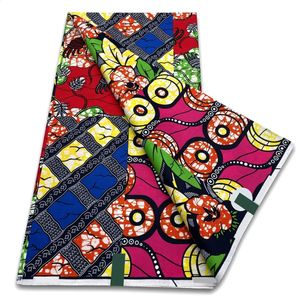 D véritable tissu africain imprimé en cire véritable doux 100% coton Ankara cire tissu mode Super Batik 6 Yards Pagne robe 240309