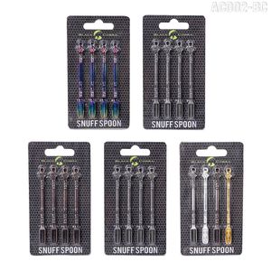 Dabber Dab Wax Tool 84mm Dab Rigs Cuillère en alliage de zinc en métal pour Sniffer Snorter HOOVER Snuff Herbe sèche Fumer 5 couleurs avec 4pcs Blister Single Package Pack Rainbow DHL