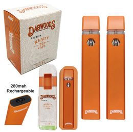 Dabwoods 10 Flavors Stylos vape jetables 1 ml Appareil rechargeable vide Huile épaisse 280 mAh Batterie Ecigs Kits Visual Tank Pods Device