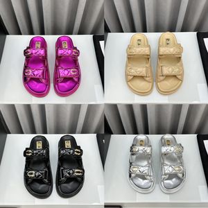 Sandale papa à enfiler sans la sangle arrière Femmes été luxe canal mule Slide chaussures plates 100% cuir véritable matelassé Femmes avant sangle plage sliders chaussures d'été 35-43