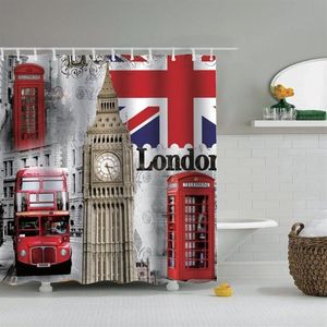 Cortina de ducha Dafield London, Big Ben británico, bandera de Reino Unido, bota telefónica, puente de la torre, cortina de ducha de la calle de la ciudad de Londres 339T