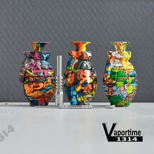 Décalcomanie accessoires pour fumer Kits de collecteur de nectar de grenade fumigène en silicone avec pointe en acier inoxydable de 14 mm + tuyau d'eau de tabac Dabber NC Multi Color 691