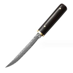 Cuchillo para fruta de acero inoxidable Damasco, cuchillo de caza para acampar al aire libre con funda, cuchillo de bolsillo para accesorios de cocina
