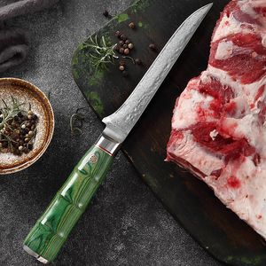 Cuchillo de deshuesamiento de acero Damasco Cuchillo de pescado japonés Cleaver afilado Cortes de pesca Herramienta de cocina