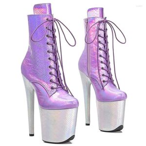 Chaussures de danse 20CM/8 pouces en PU, bottines modernes et Sexy pour boîte de nuit, pôle à talons hauts, plateforme, bout rond, pour femmes, 320