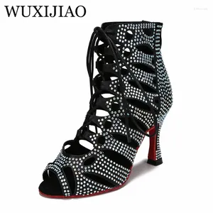 Dance Shoes Hollow Out Latin High Top Jazz Boots Sandals Heels Tacs Diamond Controlada Soft Soses Soft