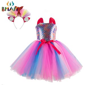 Dancewear Filles Pastel Fleur Sirène Fantaisie Tutu Robe Bandeau Costume Enfants Princesse Fête D'anniversaire Halloween Vêtements Tulle Robes 1 12Y 231129