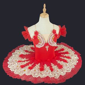 Dancewear Rouge Filles Adulte Justaucorps À Paillettes Robe De Ballet Crêpe Tutu Costume De Ballerine Costume De Danse Lyrique Cygne Danseur De Ballet Robe Porter 230524