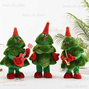 Danse et chant les jouets d'arbre de Noël enfants mignons verts en peluche musicale créative électrique en peluche décor à la maison cadeaux de Noël t230810