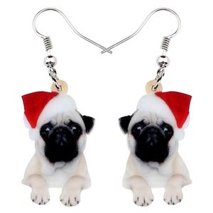 Dangle Lustre Acrylique Noël Doux Carlin Chien Boucles D'oreilles Goutte Mignon Animaux Cadeau Femmes Fille Adolescents Enfant Festival Charmes Décoration B287q