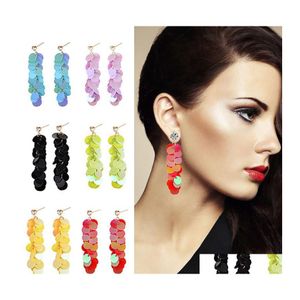 Dangle Chandelier Bohemian Round Sequin Mtilayer Long Dangle Boucles D'oreilles Pour Les Femmes Déclaration Bijoux Cristal En Plastique Goutte Boucle D'oreille Col Dhjlx