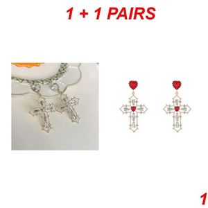 Boucles d'oreilles lustre pendantes 1/2 paires strass goutte simple et accrocheur en alliage de zinc matériel croix accessoires livraison bijoux Ot2Ad