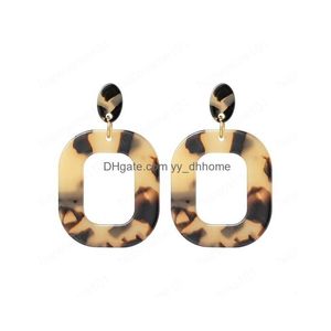 Dangle Lustre Vert Boucles D'oreilles Géométrie Coréenne Carré Creux Goutte Dangle Pour Femmes Résine Acrylique Mode Fête Bijoux Cadeau Deliv Dh4Vb