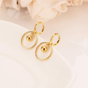 Cuelga la lámpara Pendientes de bola encantadores Pendientes de gota de oro de 24 quilates para mujeres Niñas Joyería africana Fiesta de bodas Cuentas de moda frescas Regalo para niños