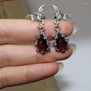 Pendientes colgantes de araña con piedra de cristal rojo para mujer, gótico, vampiro, murciélago, regalo de Halloween, Odet22