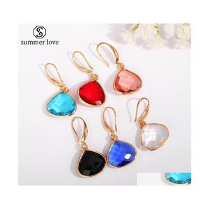 Dangle Lustre Trendy Teardrop Verre Cristal Boucles D'oreilles Or Couleur Goutte D'eau Boucle D'oreille Pour Femmes Filles Mode Jewelryz Livraison Je Dhwwv