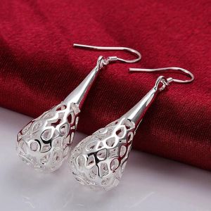 Dangle lustre en gros 925 boucles d'oreilles en argent pour les femmes creux larme longue bijoux de mariage fête ArriveDangle